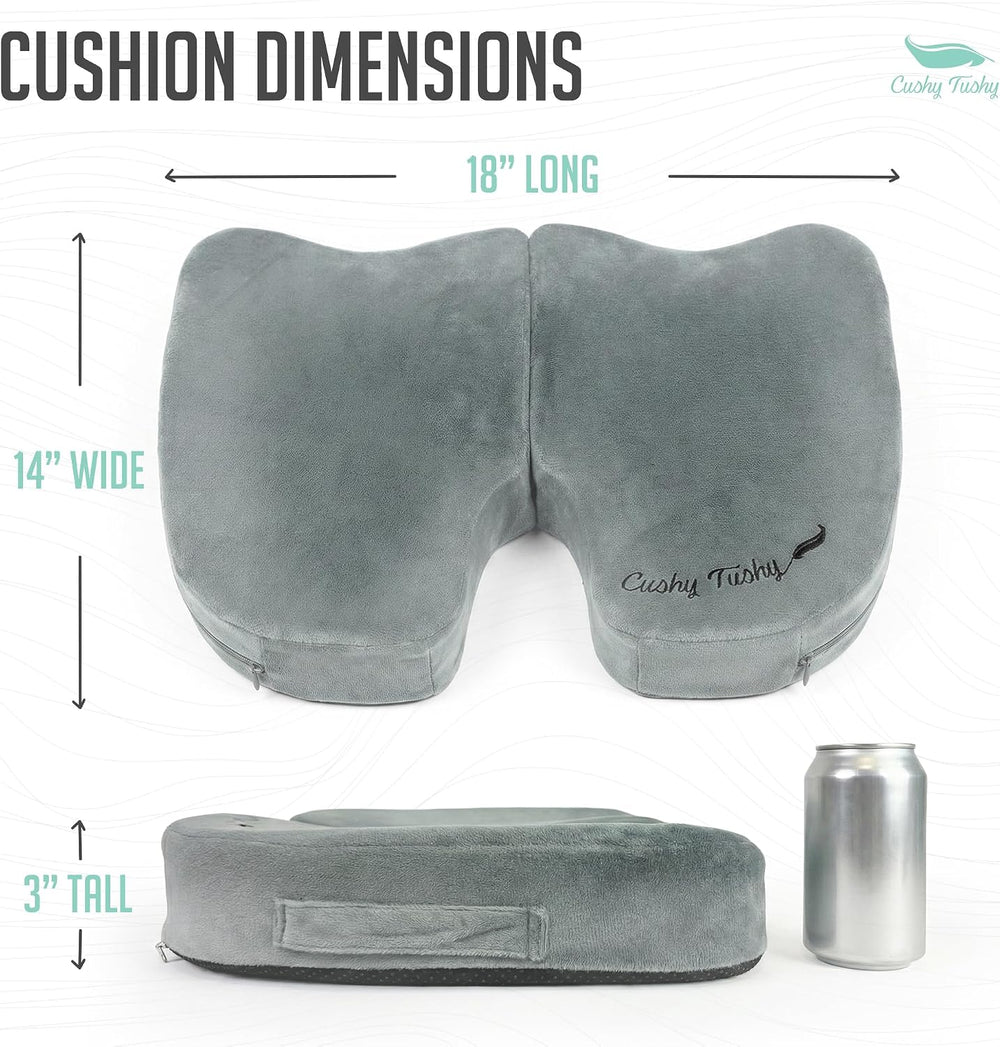 Cushy Tushy Premium Foldable Travel Seat Cushion - for Relief of Lower Back, ...