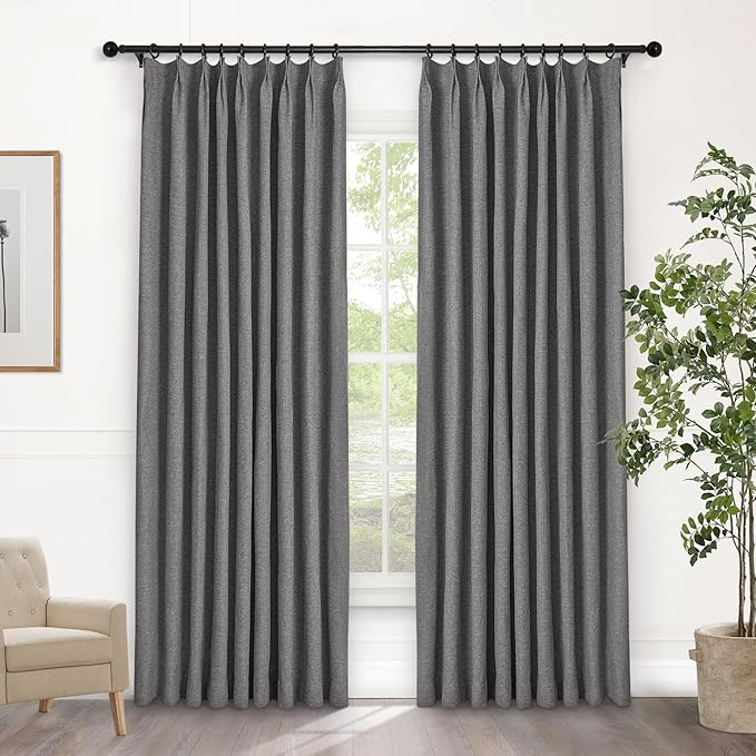 Macochico Pinch Pleated Blackout Curtains 102 Inches Long 100% Light Blocking by Macochico