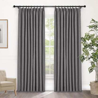 Macochico Pinch Pleated Blackout Curtains 102 Inches Long 100% Light Blocking by Macochico