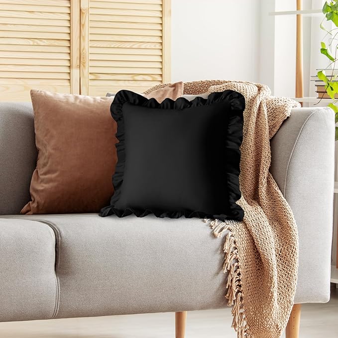 KKJIAF Ruffle Pillow Cases 24x24 Inches, Microfiber Wrinkle Resistant Pillow - Image 5