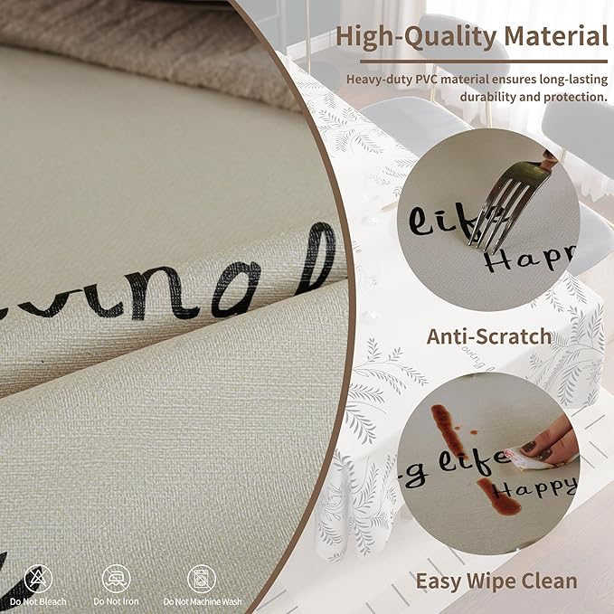 Rectangle Table Cloth, 100% Waterproof Tablecloth OilProof SpillProof Vinyl - Image 4