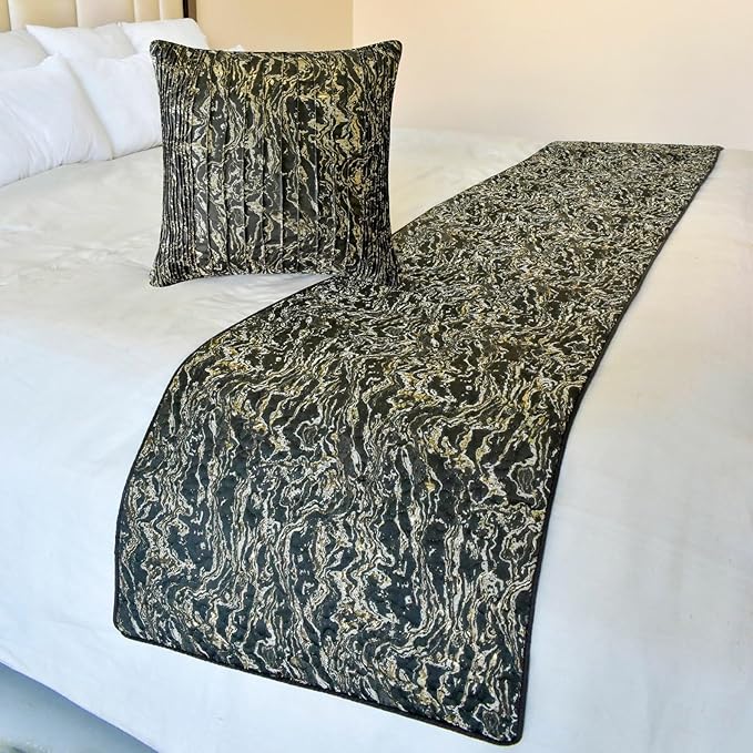 The HomeCentric King/Queen/Twin Black Decorative Bed Runner Twin 53"x18" Bed by TheHomeCentric