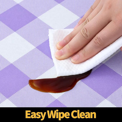 Smiry Rectangle Picnic Table Cloth, Elastic Waterproof Fitted Vinyl Tablecloths - Image 4