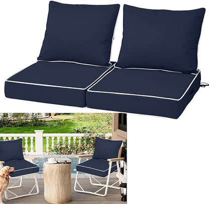 Outdoor Deep Seat Cushions for Patio Furniture Set of 2, Waterproof Outdoor by Vulacko