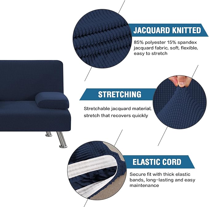 H.VERSAILTEX 4 Pieces Stretch Futon Covers Sofa Bed Slipcover - Image 4