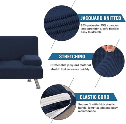 H.VERSAILTEX 4 Pieces Stretch Futon Covers Sofa Bed Slipcover - Image 4
