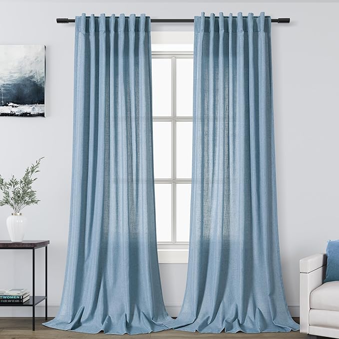 Nanspring Blue Extra Long Curtain 102 inches Long 2 Panels Set by Nanspring