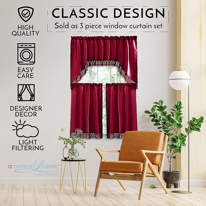American Linen Café Curtains for Kitchen, Bathroom Curtains - Image 5