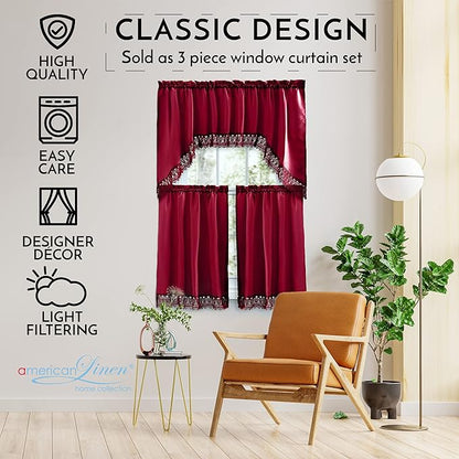 American Linen Café Curtains for Kitchen, Bathroom Curtains - Image 5