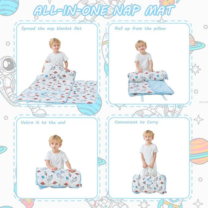 Toddler Nap Mat with Pillow and Blanket, Extra Large Rolled Napping Mats - Image 5