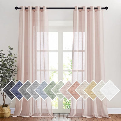 NICETOWN Linen Textured Semi Sheer Bedroom Curtains, Grommet Top Flew to Floor by NICETOWN