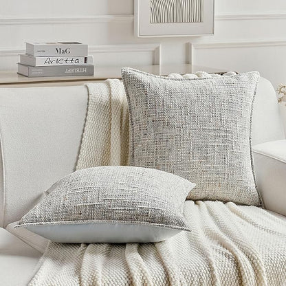 FUTEI Grey Decorative Throw Pillow Covers 26x26 Inch Set of 2, Soft Chenille - Image 5