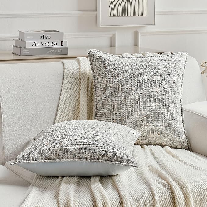 FUTEI Grey Decorative Throw Pillow Covers 12x20 Inch Set of 2, Soft Chenille - Image 4