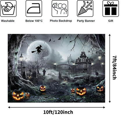 Avezano 10x7ft Gray Halloween Backdrop Spooky Photography Background
