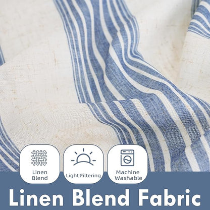 DriftAway Kitchen Curtains Striped Tier Linen Short Pinstripe Cafe Curtains 36 - Image 2