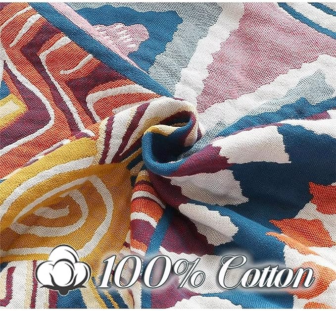 MSGKV Boho Throw Blanket for Bed Couch, 100% Cotton Throw Blankets 80''x 90'' - Image 4
