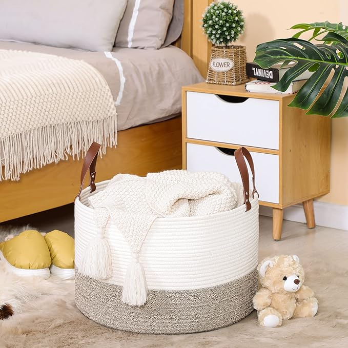 KAKAMAY Large Blanket Basket, Woven Baskets - Image 4