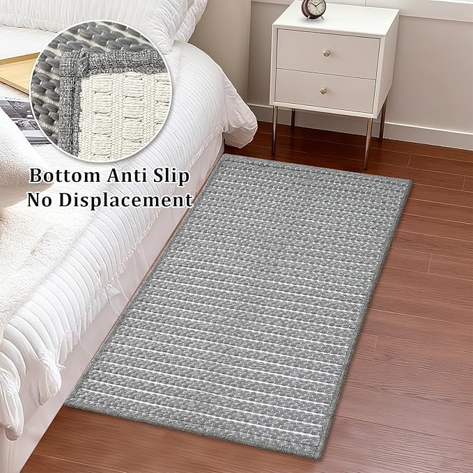 Braided Bath Mat, Boho Small Bathroom Rugs Non Slip Washable Super Absorbent - Image 3