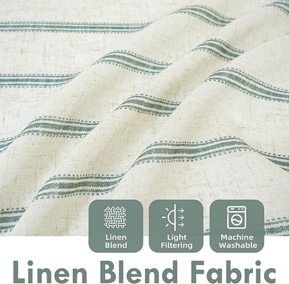DriftAway Farmhouse Vertical Striped Linen Blend Textured Light Filtering Semi - Image 2