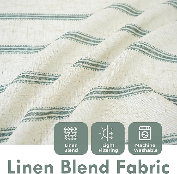 DriftAway Farmhouse Vertical Striped Linen Blend Textured Light Filtering Semi - Image 2