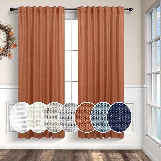 Pitalk 63 Inch Curtains for Living Room Dining Room Linen Sheer Colorful Hippie by Pitalk