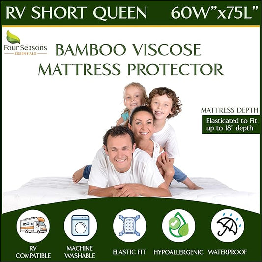 Four Seasons Essentials RV Short Queen Size Waterproof Mattress Protector by FourSeasonsEssentials