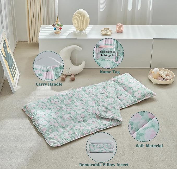 Toddler Nap Mat with Removable Pillow, Ultra Soft Slumber Bags - Image 5
