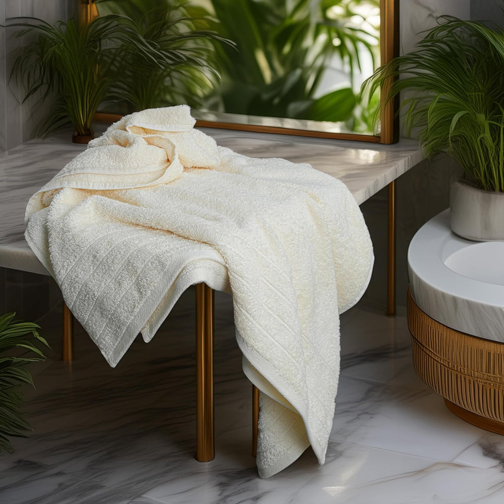 Tens Towels 4 Piece Extra Large Bath Towels 30 x 60 Inches, Cream