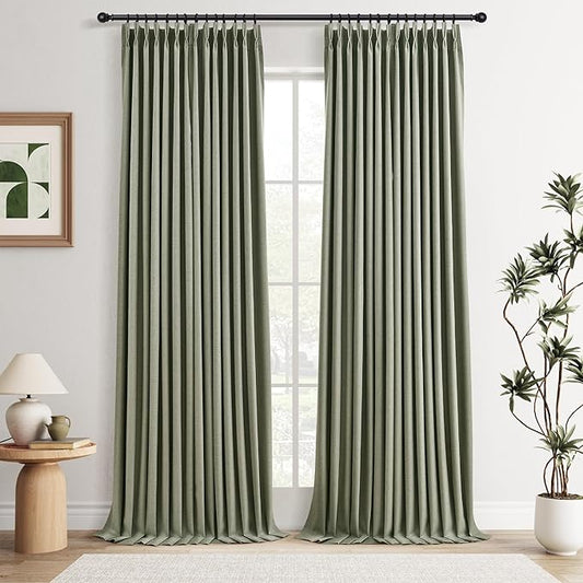 Joywell Pinch Pleated 100% Blackout Linen Curtains 105 Inches Long by Joywell