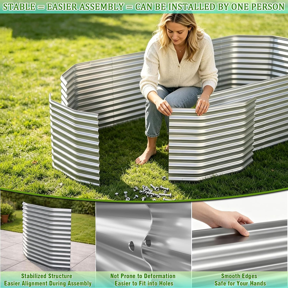 raised garden bed outdoor upgrade oval 2 pack, side view