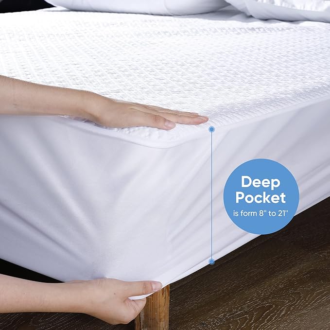 Hanherry 100% Waterproof Mattress Protector Full Size, Mattress Cover 3D Air - Image 4