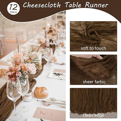 12 Pack 10Ft Cheesecloth Table Runner 35x120 Inch Boho Gauze Table Runner - Image 4
