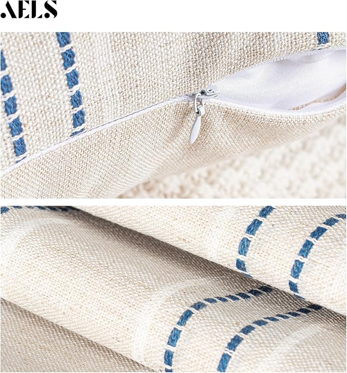 AELS 12x20 Decorative Farmhouse Linen Throw Pillow Covers, Boho Rectangle - Image 3