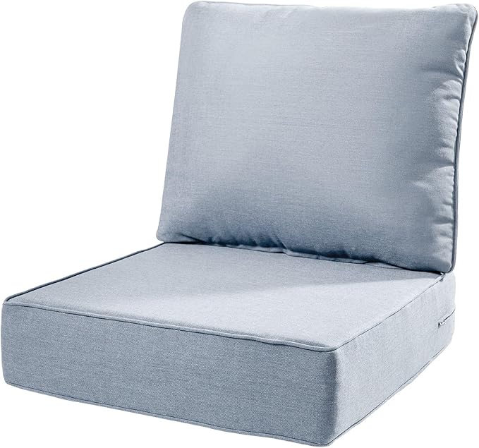 6" Thick Outdoor Cushions 22x24x6, 1-Set Deep Seat Patio Cushions by Pugire