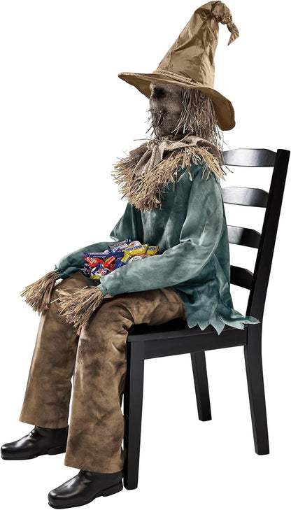 Spirit Halloween 4 Ft 6 In Scary Sitting Scarecrow Animatronic, Multicolor