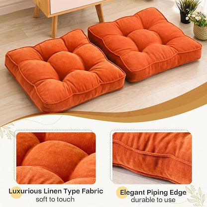 Floor Pillow Set of 2, Memory Foam Floor Cushions - Image 3