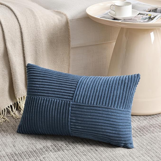 Fancy Homi 2 Packs Dusty Blue Long Lumbar Decorative Throw Pillow Covers 12x24 - Image 2