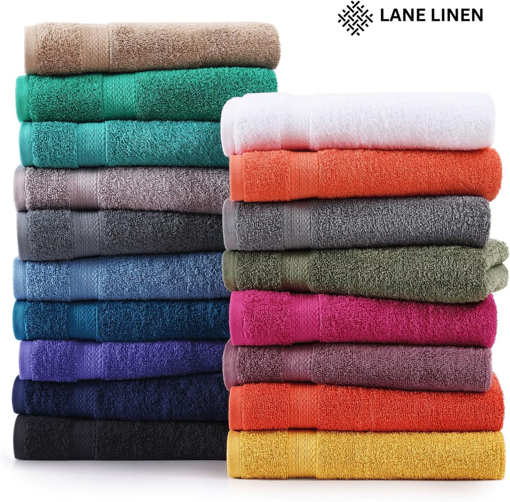 LANE LINEN Bath Towel Set Quick Dry 100% Cotton 4 Piece - Wishful Mauve