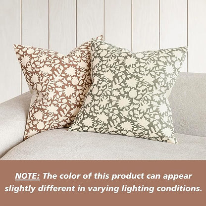 Foindtower Set of 2 Decorative Neutral Floral Throw Pillow Covers Accent - Image 4