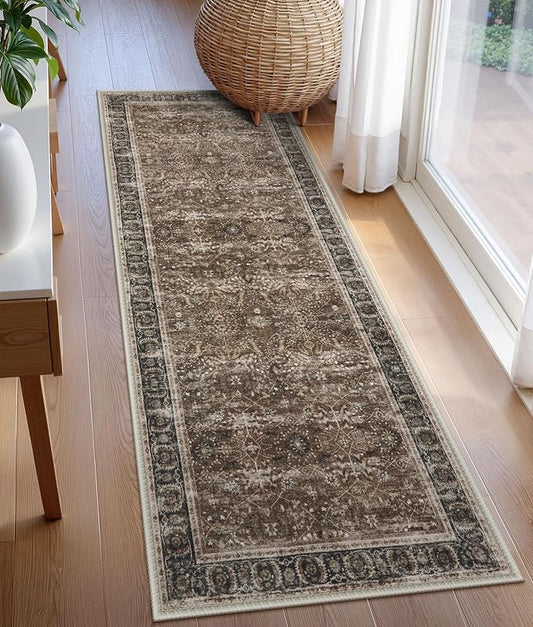 Lahome Boho 2x6 Brown Kitchen Runner Rugs Non Skid Washable, Vintage Carpet by Lahome