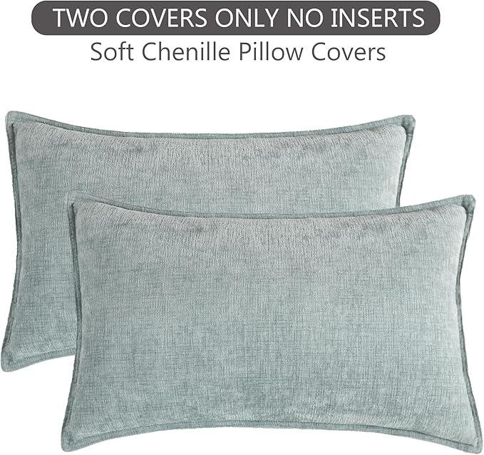 Stellhome Set of 2 Super Soft Textured Decorative Pillow Covers Lumbar Chenille - Image 6