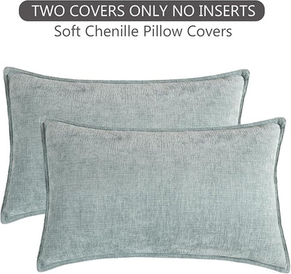 Stellhome Set of 2 Super Soft Textured Decorative Pillow Covers Lumbar Chenille - Image 6