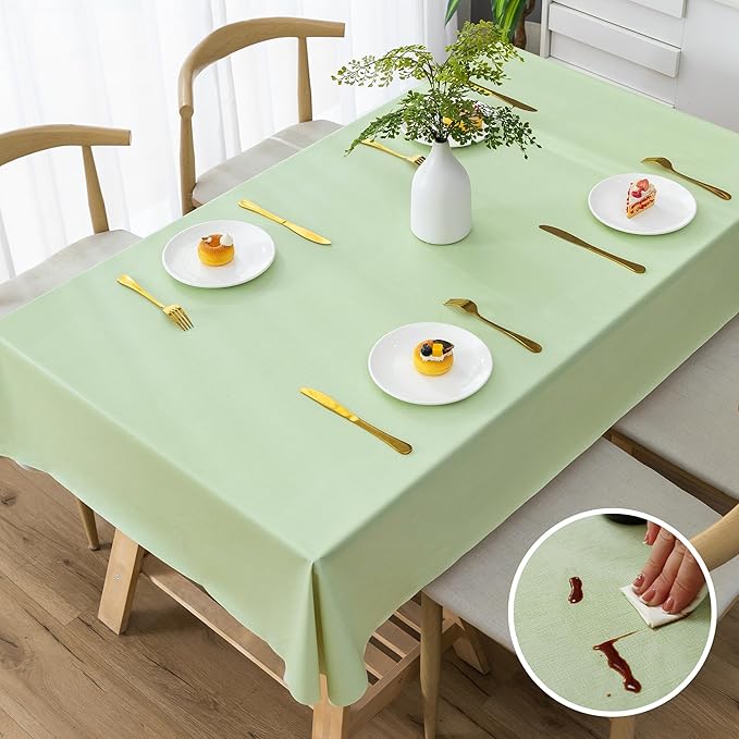 Rectangle Table Cloth, 100% Waterproof Tablecloth Oil Proof Spill Proof Vinyl by Unknown