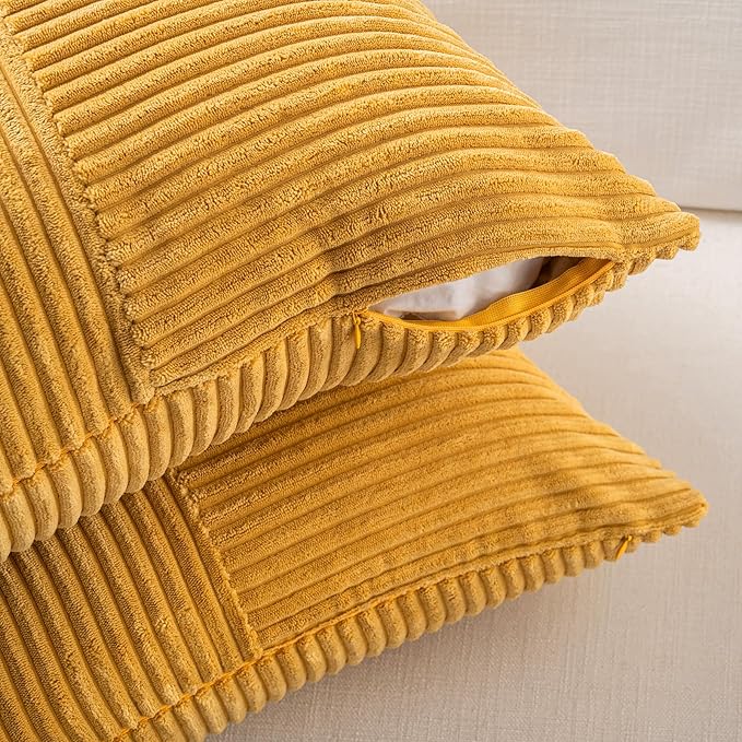 Fancy Homi 2 Packs Gold Yellow Lumbar Decorative Throw Pillow Covers 16x24 Inch - Image 4