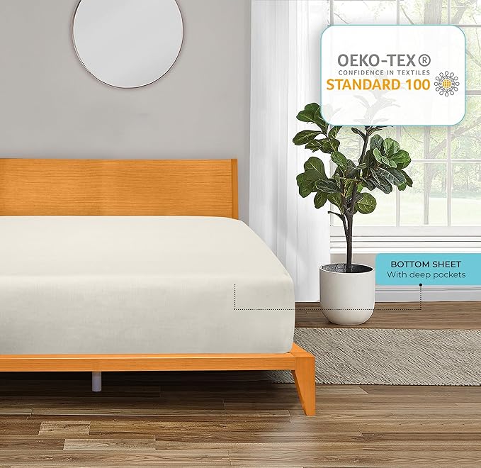 ROYALE LINENS 300 Thread Count 100% Long Staple Combed Cotton Fitted Sheet Queen - Image 6