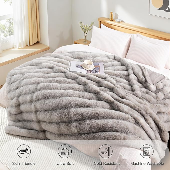 NEXHOME PRO Faux Fur Throw Blanket, Ultra Soft Cozy Warm Fuzzy Fluffy Plush - Image 7