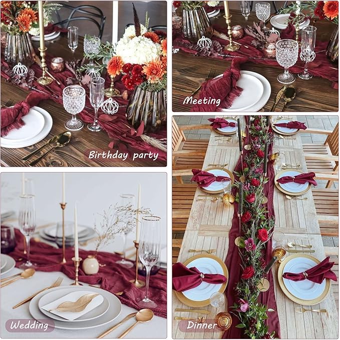 12 Pack Cheesecloth Table Runner 35x72 Inch Boho Gauze Table Runner Rustic - Image 6