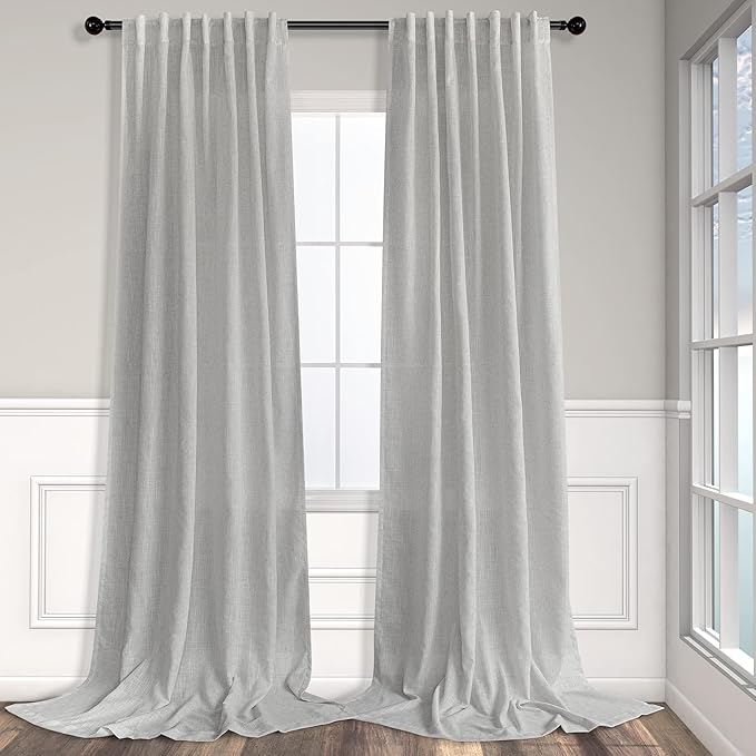 Light Grey Living Room Curtains 84 Inch Length 2 Panels Back Tab Pocket Light by Pitalk