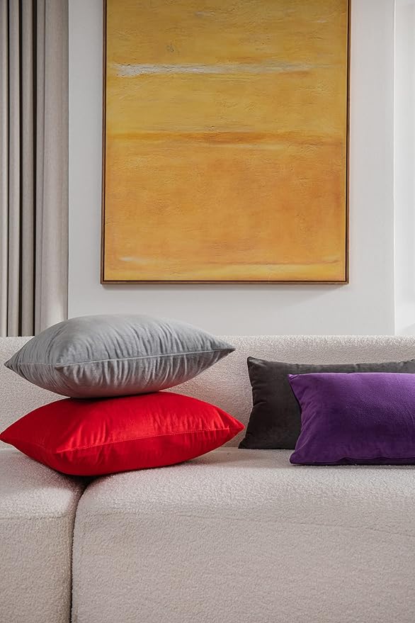 Throw Pillow Covers 20x20 Christmas Red: 2 Pack Cozy Soft Velvet Square - Image 4