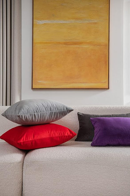 Decorative Pillow Cases 18x18 Light-Grey: 2 Pack Cozy Soft Velvet Square Throw - Image 5
